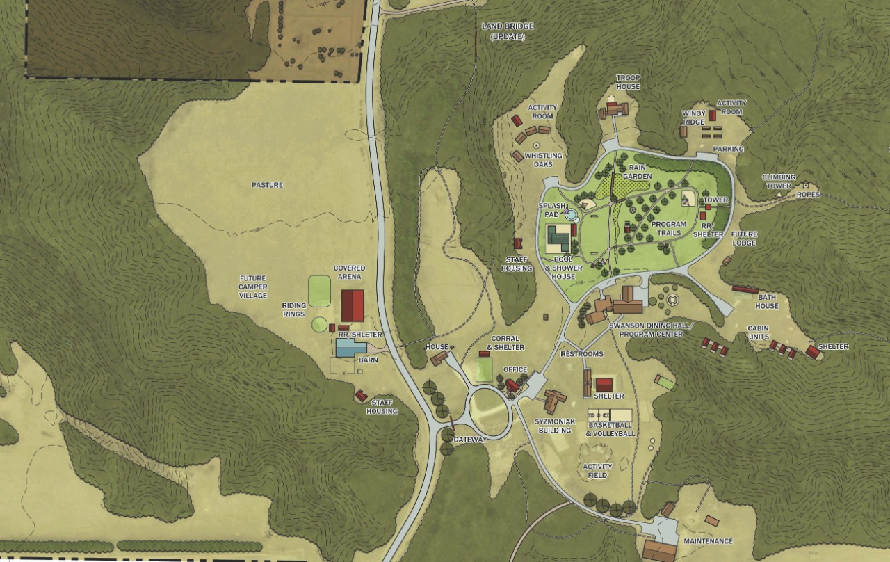 Map of Camp Sacajawea in Boone, Iowa. This map displays the proposed changes to the camp property.